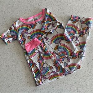 Unicorn 🦄 Rainbow short sleeve and pant pj set